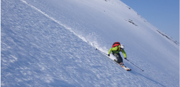 usinga backpack while skiing